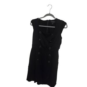 White House Black‎ Market Black Dress Button Detail Sleeveless Career